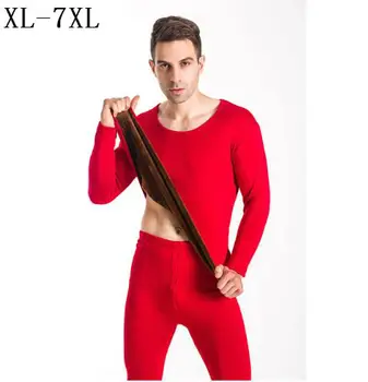 

winter men thermal all cotton long johns high waist thick velvet sets underwear plus size xl- 5xl 6xl 7xl