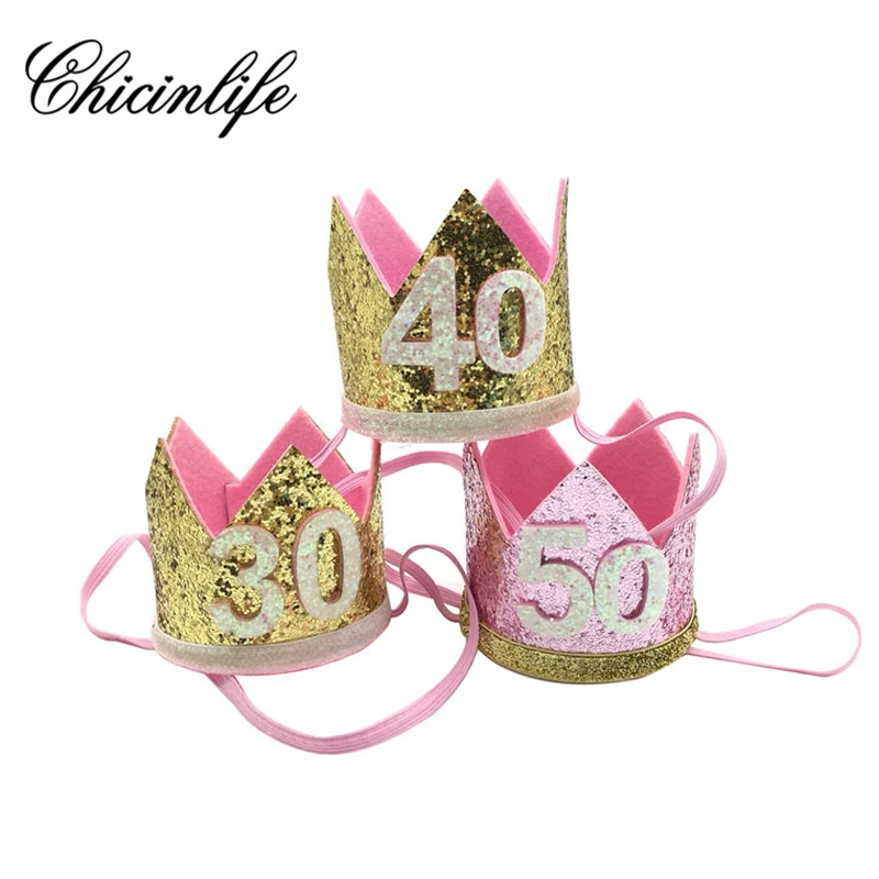 

Chicinlife 1Pcs 30/40/50/60th Birthday Adult Party Hat Headband Crown Hairband Gift Her Photo Props decoration party supplies