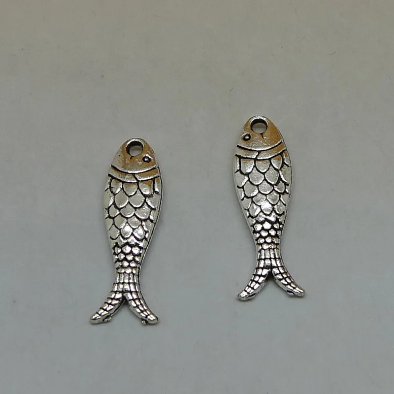 NCRHGL DIY Handmade Findings Jewelry 20pcs/lot Small Fish Charm Pendants For Making Necklace Earrings Bracelets 25x8mm wholesale | Украшения