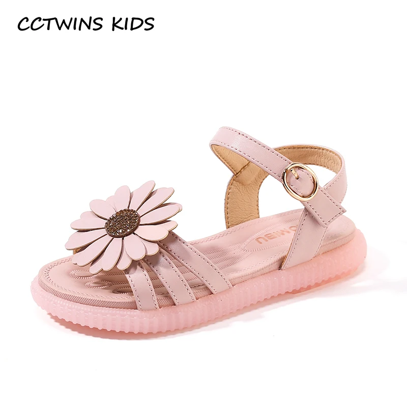

CCTWINS Kids Shoes 2019 Summer Girls Fashion Beach White Princess Sandals Children Barefoot Flowers Flats Baby Soft Shoes BS205