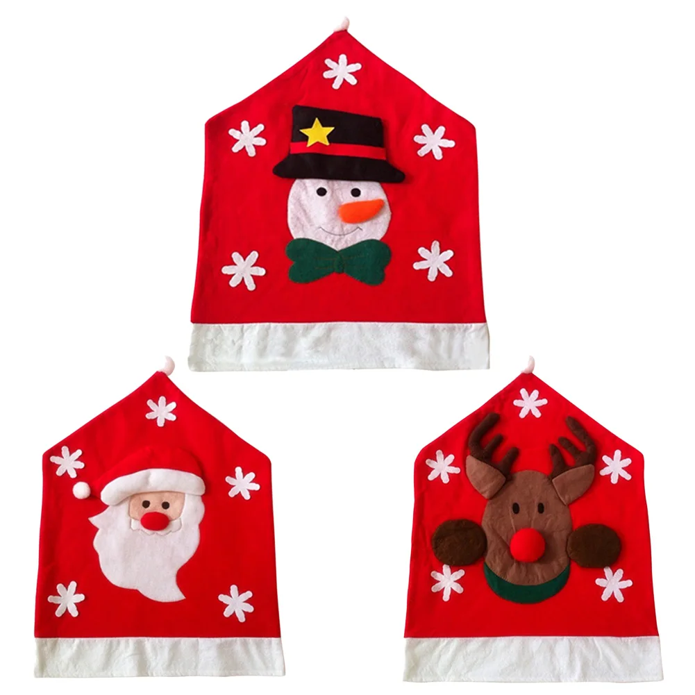 Christmas Santa ClausChristmas Snowman Woven Chair Set Kitchen Covers For Decorations 50