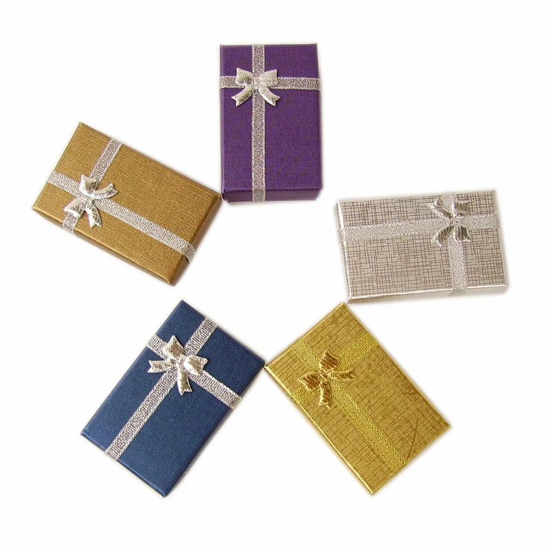 32 шт картонные коробки для ювелирных изделий 1,9 ''x 3,1'' серебряные подарочные коробки для подвески ожерелье серьги кольцо коробка упаковка с белой губкой - Цвет: Mixed Color