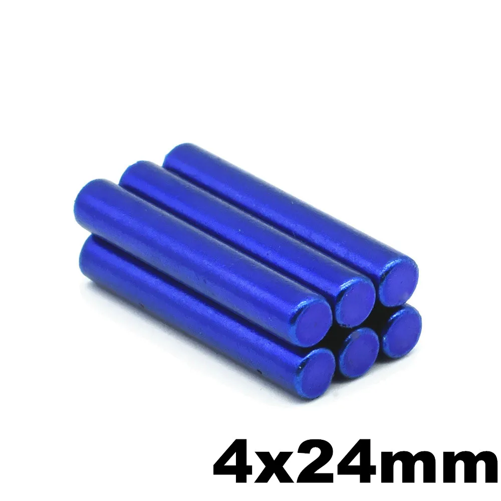 12 шт. 4x24 сильный магнит цилиндрический NdFeB строительные игрушки магнитная палка 7 цветов круглые магнитные магниты на холодильник карта булавки 4 белой доски - Цвет: 12pcs Blue Sticks