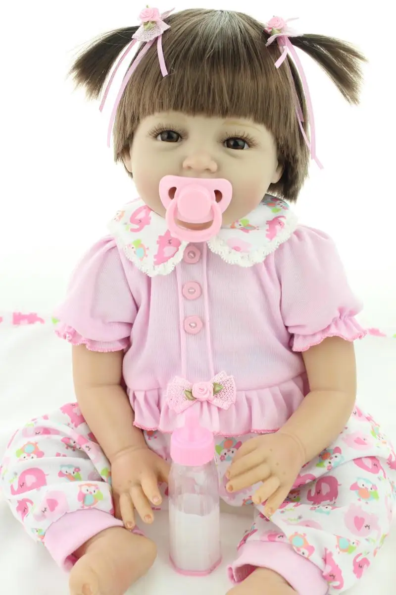

Pursue 22"/55 cm Smile Open Mouth with Teeth Reborn Baby Girl Vinyl Silicone Baby Alive Girl Dolls for Children Girls Doll Toys