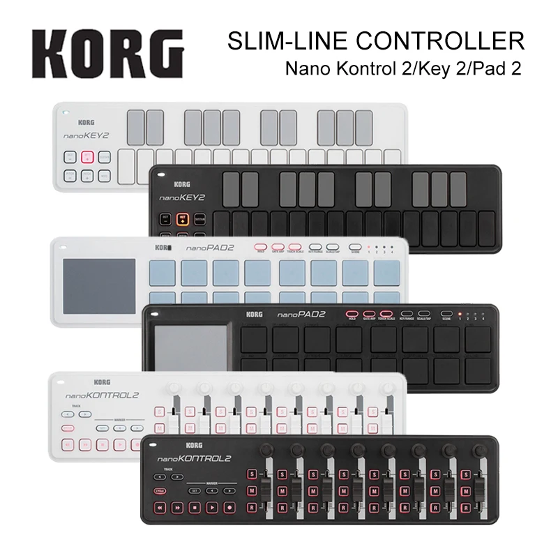 コルグ-nanopad2およびnanokontrol2パッド,細い線,usb midiパッド,usb 