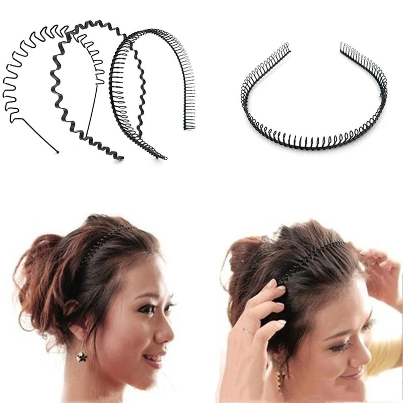 Buy 5pcs/lot Black Wavy Hair Bands Spiral Spring