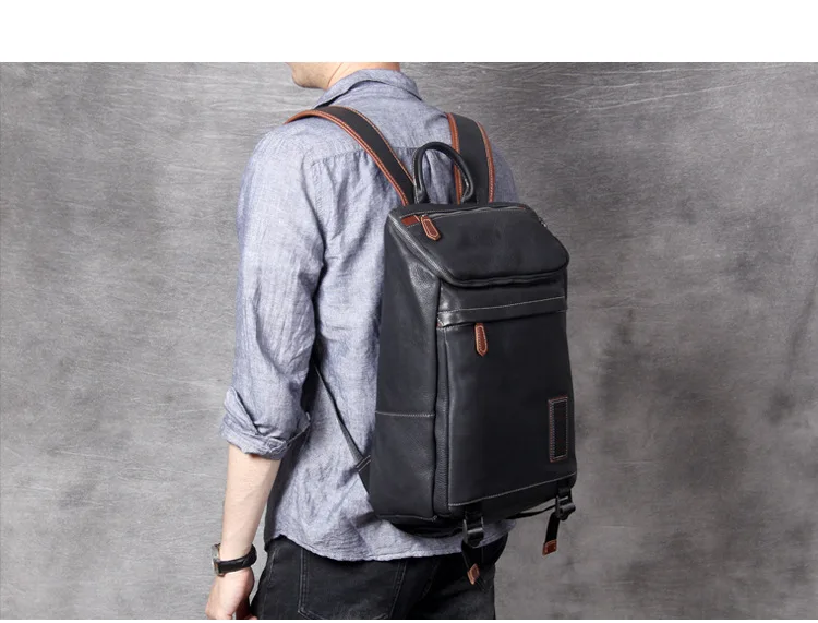 Brand Original Handmade Backpack High Quality Genuine Leather Business Laptop Computer Backpack Male Soft Cowhide Shoulder Bag