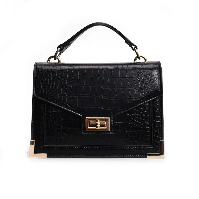 

2019 NEW Fashion Female Square bag Retro Quality PU Leather Women bags Crocodile pattern Tote handbag