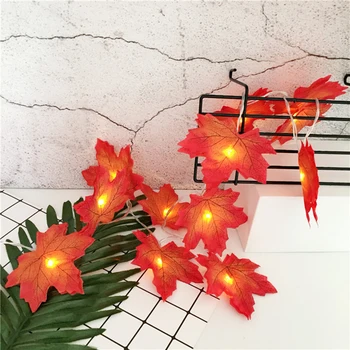 

Dropshipping 3M 20 LED Lighted Fall Autumn Maple Leaves Garland Christmas Party New Year Valentines Day Curtain Decor