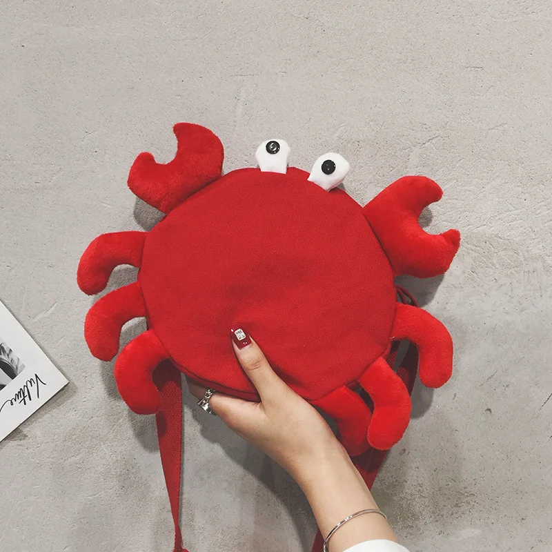 

2019 Summer New Hot Fashion Cartoon Creative Crab Bags for Women Female Simple Zipper Handbags Messenger Bags Shoulder Bags
