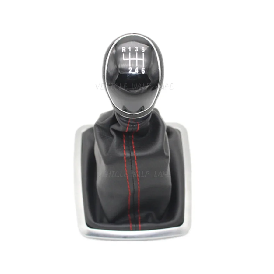 6 Speed knob Red Для Ford Focus MK2 подтяжка лица 2004- Kuga 2008 2009 2010 2011 2012 5/6 автомобиля ручной рычаг переключения передач из искусственной кожи - Название цвета: 6 Speed knob Red