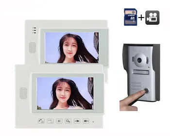 

ZHUDELE 7" LCD Monitor Wired Doorbell Video Door Phone/CCTV Monitor Intercom with IR Camera,Recording function 1camera+2monitors