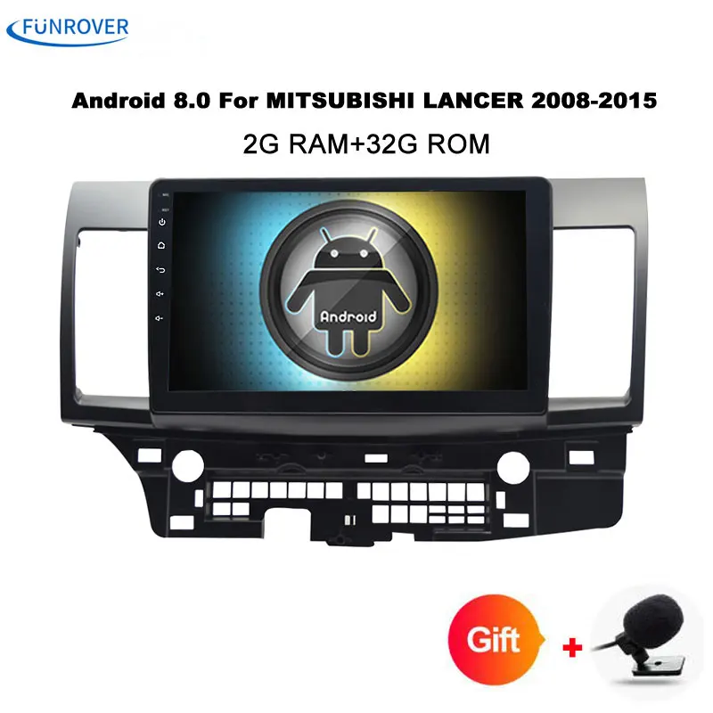 Funrover Android tape recorder font b Car b font DVD GPS for MITSUBISHI LANCER 2007 2016