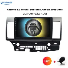 Funrover Android магнитофон автомобиля DVD gps для MITSUBISHI LANCER 2007-2016 головного устройства видео плеер Радио Видео Стерео 10,1 дюймов rds
