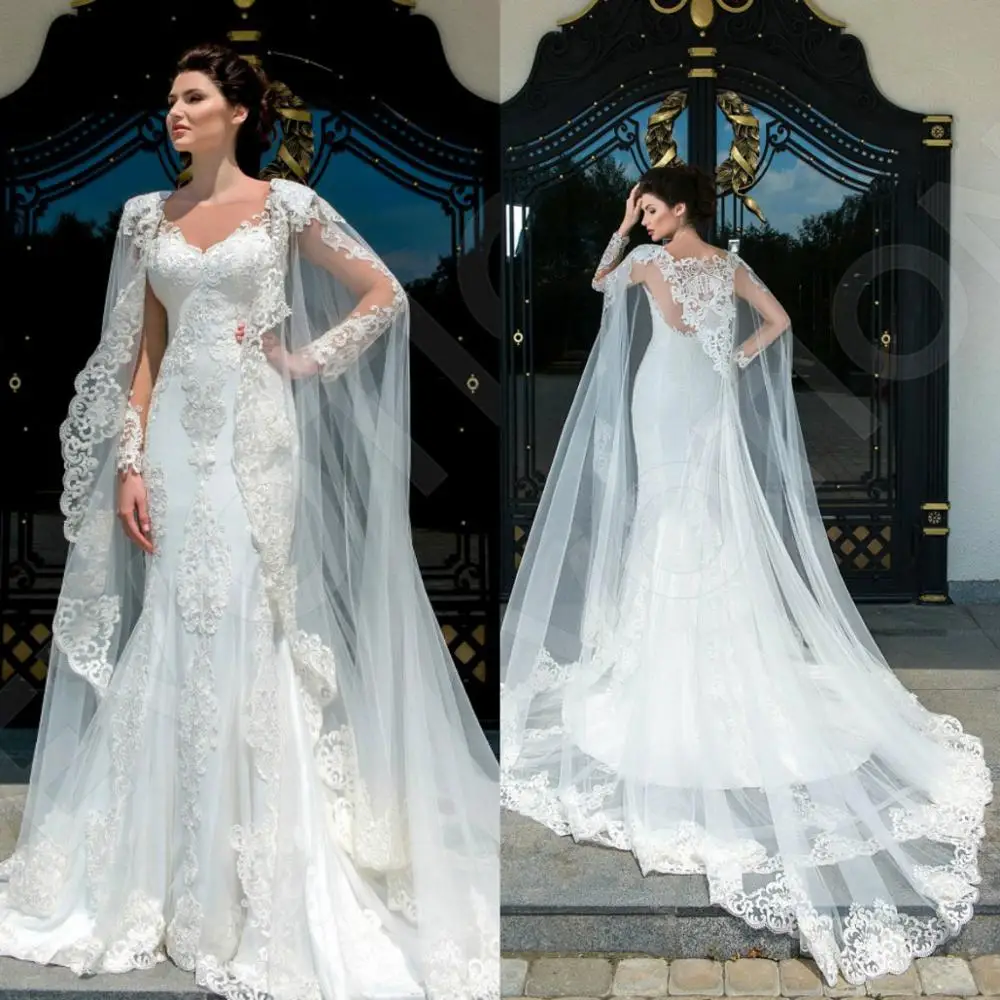 

2019 Modern Wedding Dresses Long Sleeves Lace Appliques Mermaid Bridal Gowns Sexy Backless Vestidos De Noiva Wedding Dress
