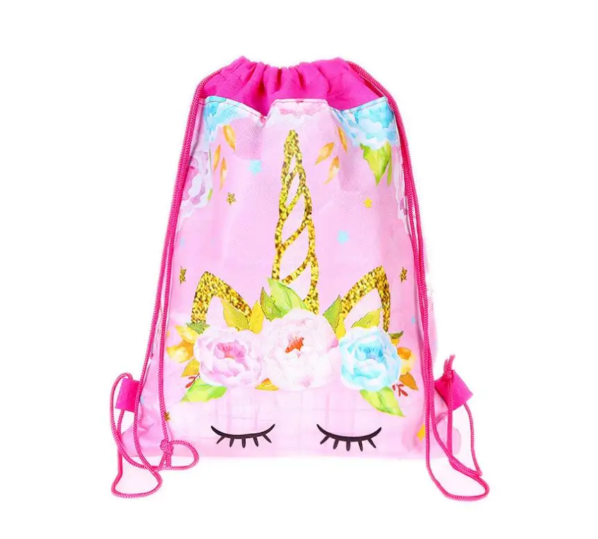 Новинка 2019, Женская Туристическая сумка со шнурками, школьный рюкзак с рисунком единорога, нейлоновая, для дня рождения, для