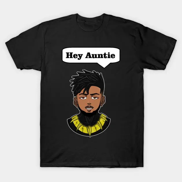 Erik Killmonger Hey Auntie T-Shirt Tees Clothing Summer Style Hip Hop Men Tops Design Basic Top tee | Мужская одежда
