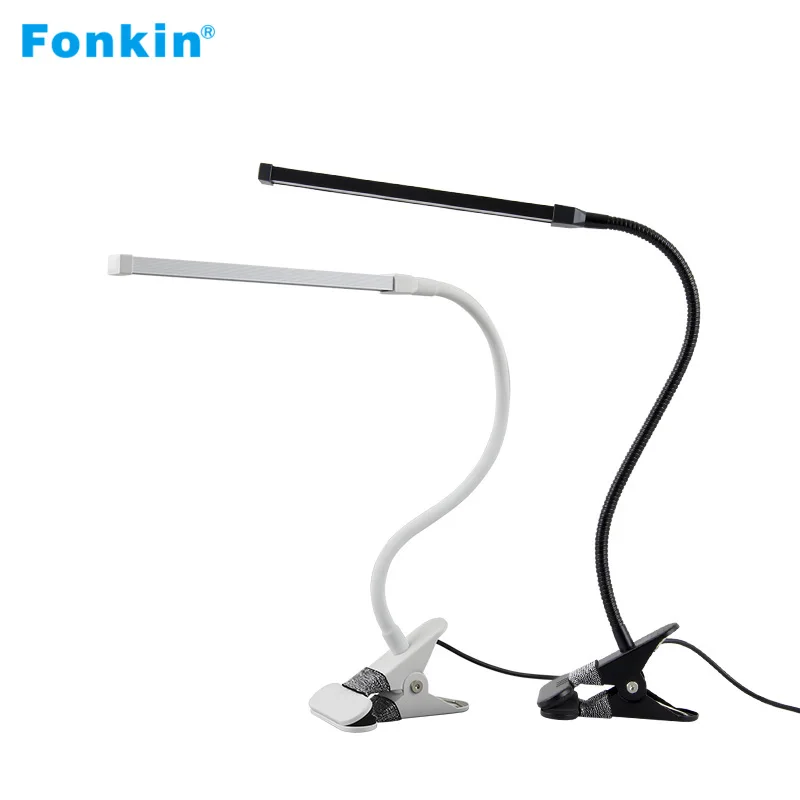 

Fonkin Usb LED Clip Bright Table Lamp Dimmable Rechargeable Flexible Gooseneck For Bed Study Desktop Book Light 5V 8W Aluminum