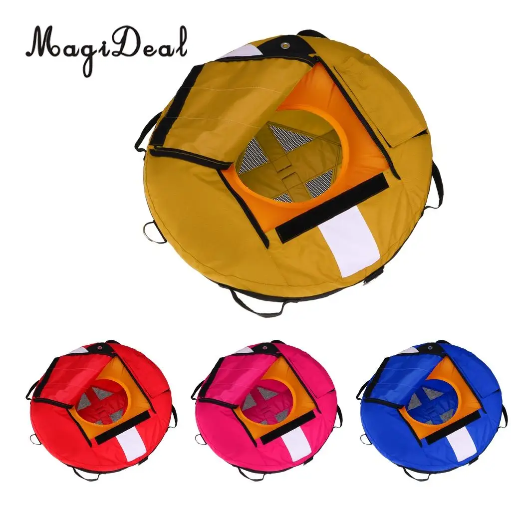Premium Freediving Training Buoy, Freediver Scuba Diver Inflatable Safety Float with Over Pressure Relief Valve, Oral Inflator