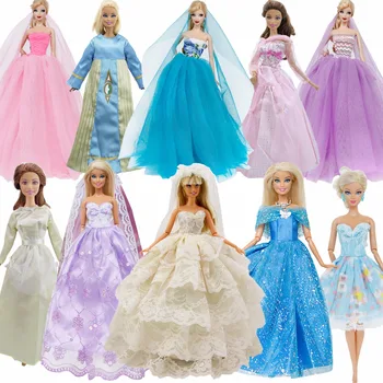 

Handmade Wedding Dinner Ball Dress Mix Style Lace Party Gown Accessories Costume Clothes for Barbie Doll Dollhouse Girl's Toys