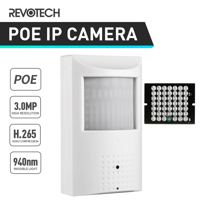 POE H.265 3MP 940nm PIR 1296 P/1080 P IP камера ночного видения HD мини крытый светодиодный ИК система безопасности CCTV камера видеонаблюдения