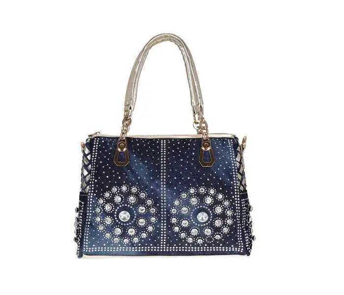 

XIAOYAN cowbooy female bag horizontal square with diamond knitting fashionble single shoulder oblique handbag