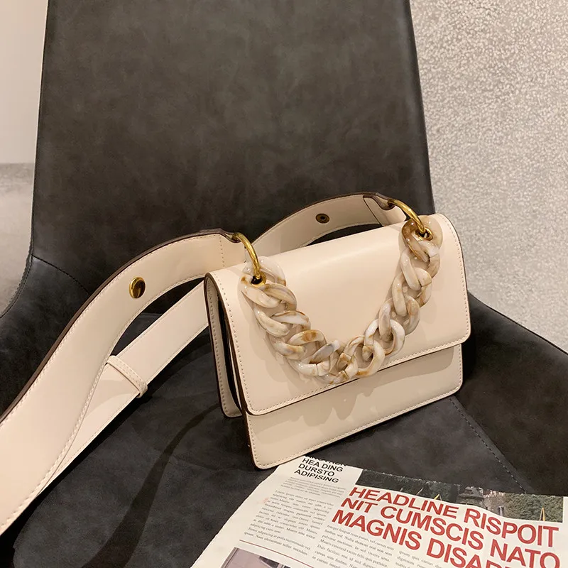 

2019 New Wide Strap Shoulder Messenger Bags Casual Fashion Thick Chain Crossbody Bags Women Purse and Handbags