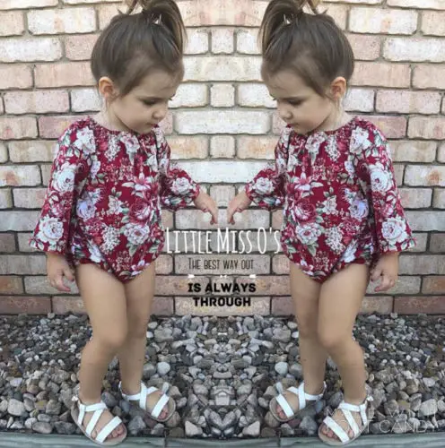 Детский хлопковый комбинезон с цветочным принтом длинным рукавом|romper long sleeve|baby