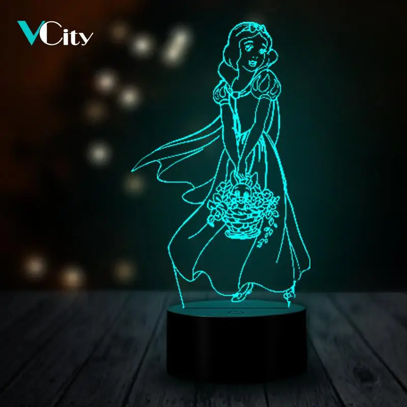 

VCity Multicolor Home Decorative Night Light USB LED 3D Beautiful Cute Princess Shaped Girl's Gift Party Atmosphere Table Lamp