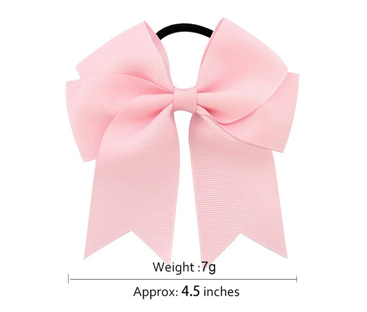 20pcs/lot Bowknot Solid Girls Cheerleading Hair Bow Grosgrain Ribbon Cheer Bow Elastic Band Ponytail Hair Holder A172