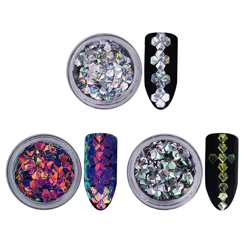 

6 Boxes Nail Sequins Set Round Star V-shaped Flakies Paillette Manicure Nail Art Decorations Kit