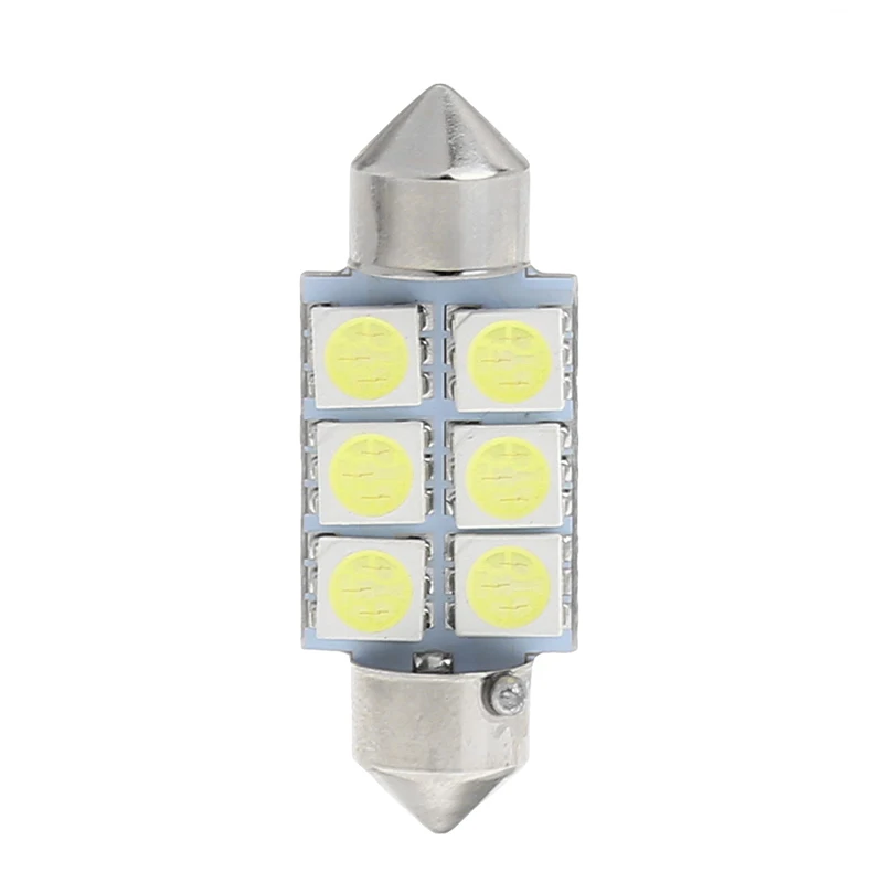 YAM белый 36 мм 6 LED 5050 SMD Автомобильная гирлянда для салона купольная Лампа DC 12V| |