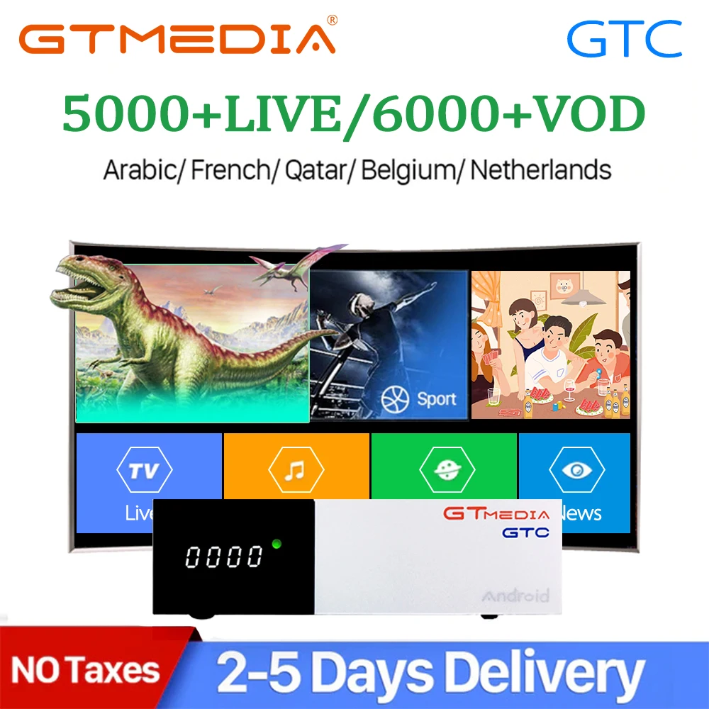 

GTmedia GTC Receptor Android 6.0 TV BOX DVB-S2 DVB-C DVB-T2 Amlogic S905D 2GB 16GB +1 Year cccam Satellite TV Receiver TV Box