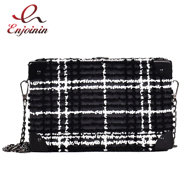 

Fashion Box Style Stripe Design Pu Metal Corner Ladies Party Clutch Bag Chain Purse Crossbody Mini Messenger Bag For Women Flap