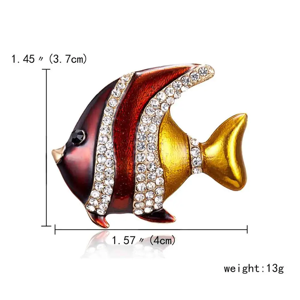 RINHOO высокое качество сплав разноцветная Брошь Стразы кошка рыба животные ювелирные изделия пальто платье любовница девушка Женщины Подарочные броши - Окраска металла: Fish5