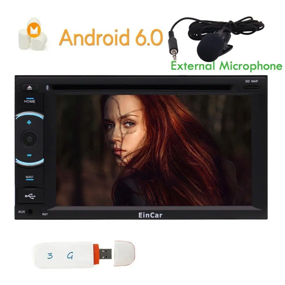 3G Dongle+Android 6.0 DVD Player 2 Din Head Unit In Dash GPS Bluetooth
