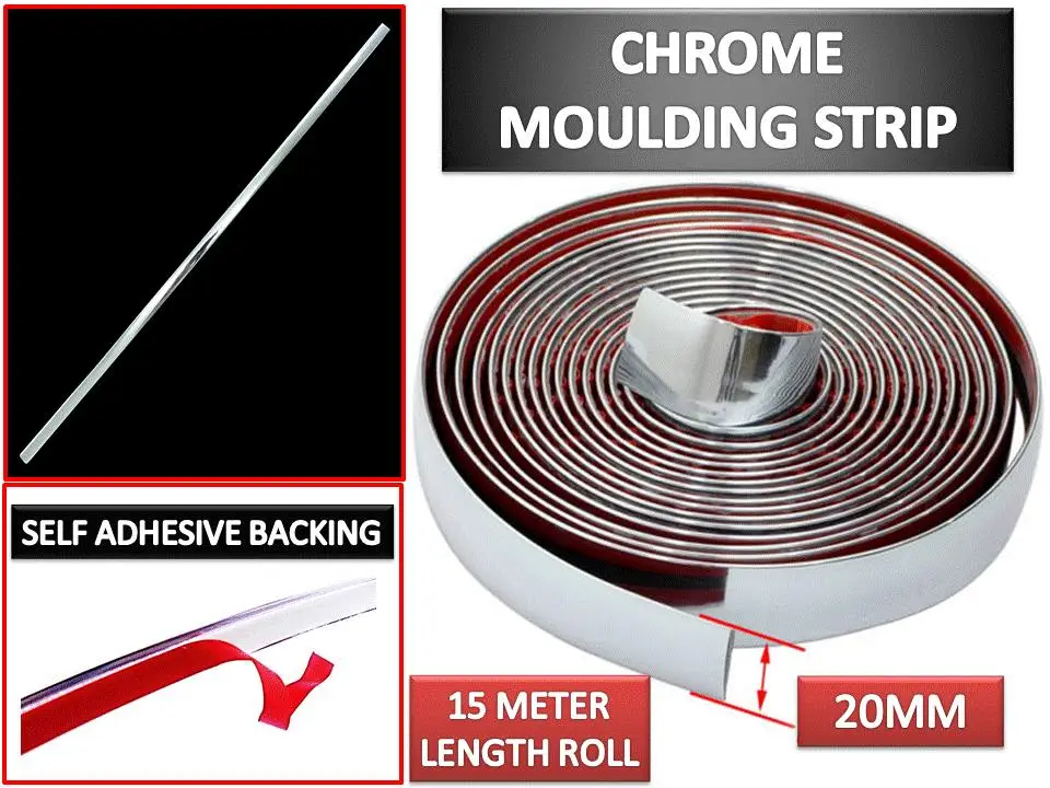 20 мм* 15 м хромированная литьевая лента для автомобиля, накладка на бампер, защитная лента, высокое качество, аксессуары, запчасти для большинства автомобилей, защита