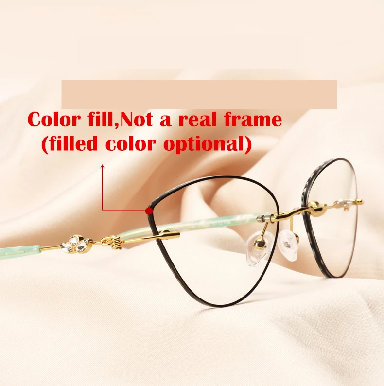 Nuovo invisibile occhiali senza montatura occhiali da vista di colore  riempito occhiali occhio di Gatto diamante taglio occhiali colorazione  ottico| | - AliExpress