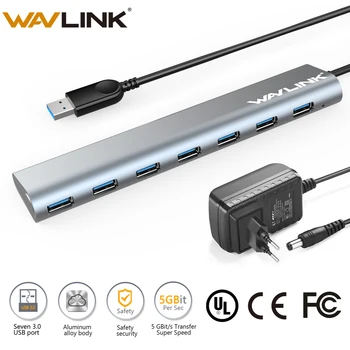 

7 Port High Speed 5Gbps USB Hub 3.0 with 5V/4A power adapter external Aluminium Portable USB Splitter HUB for computer Tablet