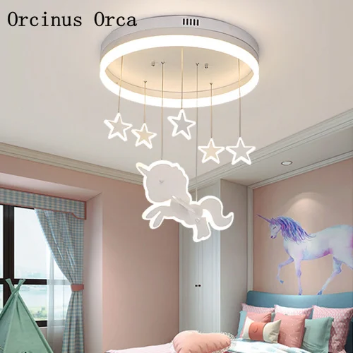 

Cartoon Creative Unicorn Chandelier Girls Bedroom Children's Room Princess Chandelier Modern Simple LED Chandelier