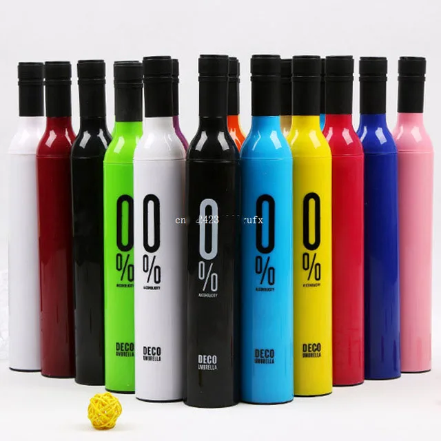 

50 sticks wine bottle umbrella 3 folding sunscreen UV protection mini umbrella women's raincoat umbrella gift