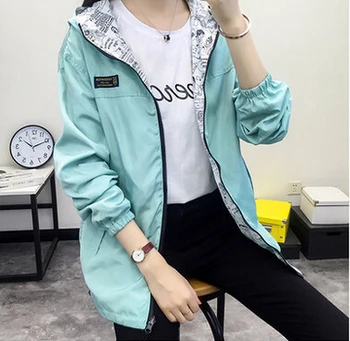 

2017 new casual pure Female coat Women's short jacket female Spring autumn Thin students wearing baseball clothes on both sides