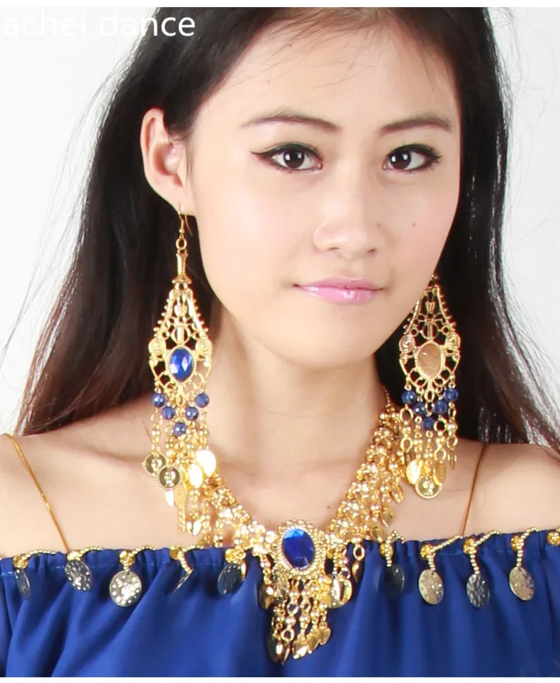 

Wholesale Belly Dance Accessories Red Gemstone Earrings 2pcs Women Belly Dance Props