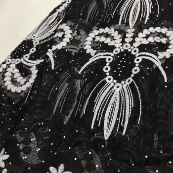 

Hot Sale French Lace Fabrics 2019 African Lace Material Embroidery Nigerian Lace Fabric High Quality Stones Lace For Party E6