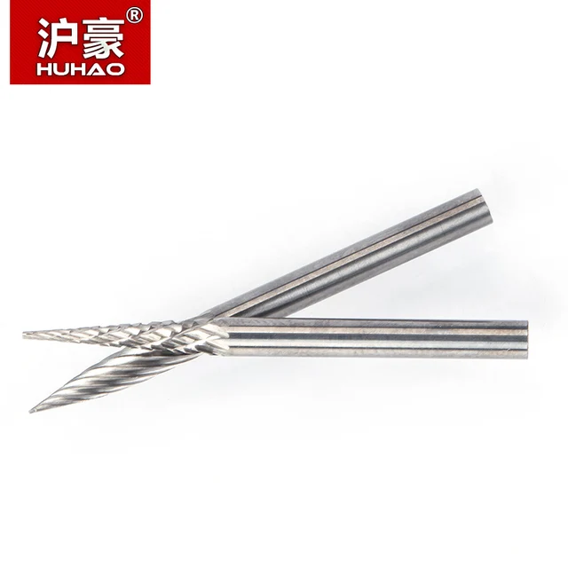 HUHAO 3mm Shank Tungsten Steel Cutter Metal Grinding Carving Rotary File Router Bit Head Grinding Abrasive Burrs Milling Cutter