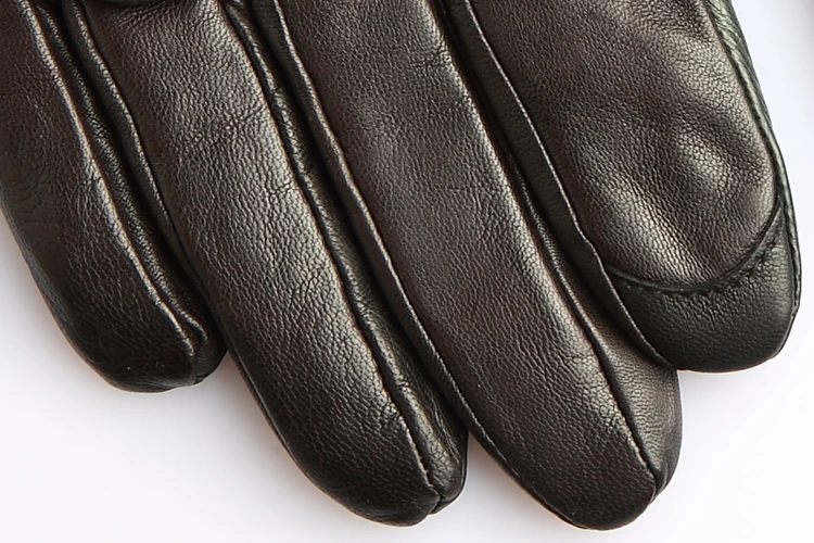 Мужские перчатки из натуральной кожи из импортной овчины, Короткие стильные локомотивные бархатные утепленные мужские варежки с сенсорным экраном EM016NC1