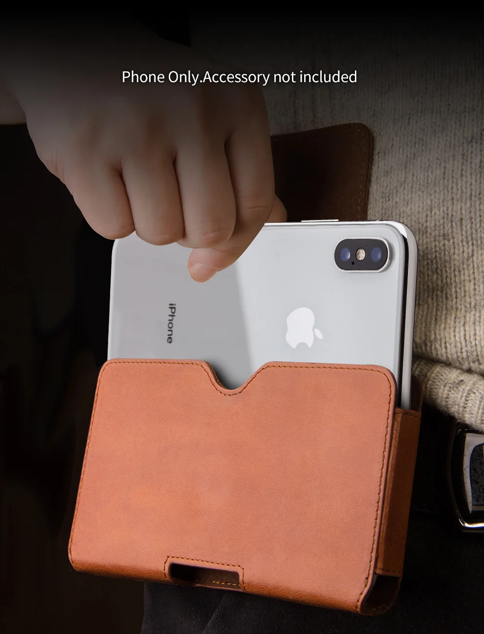 QIALINO, Модный чехол для телефона в деловом стиле, чехол для Apple, для iPhone X, Роскошный чехол из натуральной кожи, простой чехол-кобура для iPhone 5,8