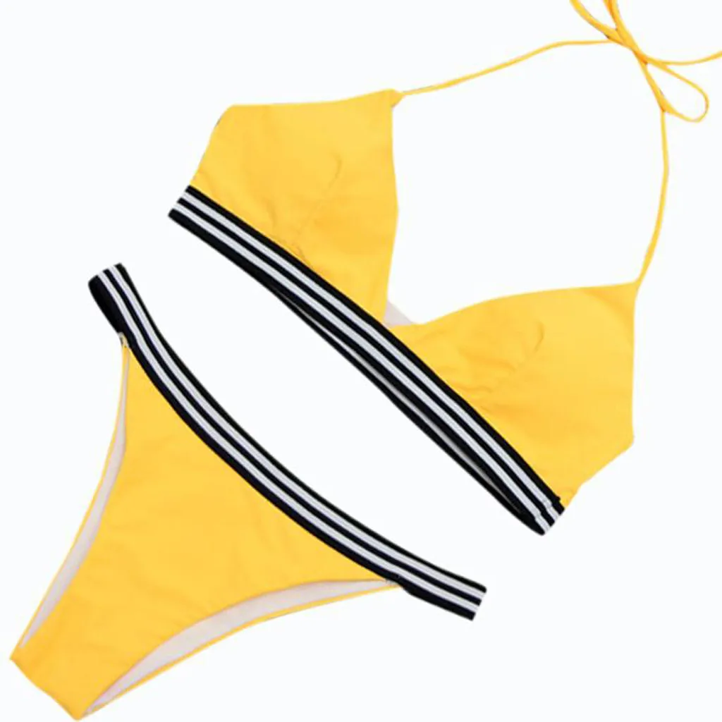 

two-piece swimsuits with high waist Two Piece Solid Sexy Split Bikini Swimsuit maillot de bain femme 2019 deux piece #4