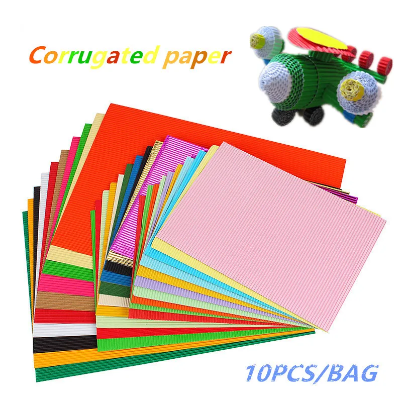 

10pcs/bag A4 Corrugated Paper Solid Color Flower Wrapping Gift Packing Paper Children DIY Cards Handmade Crafts Scrapbook Paper