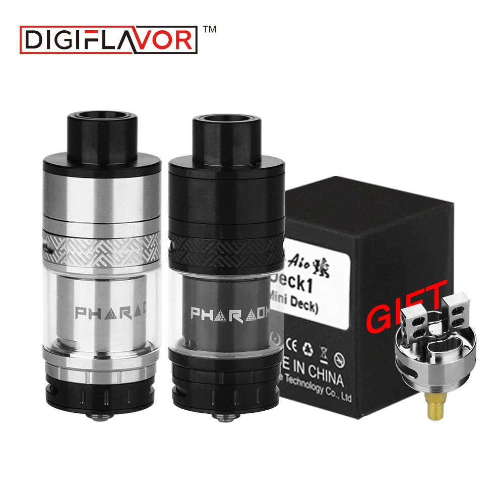 

Digiflavor Pharaoh RTA 4.6ml Rebuildable Tank Atomizer with extra Interchangeable Deck 1 from Rip Trippers for DIY Vapors Clouds